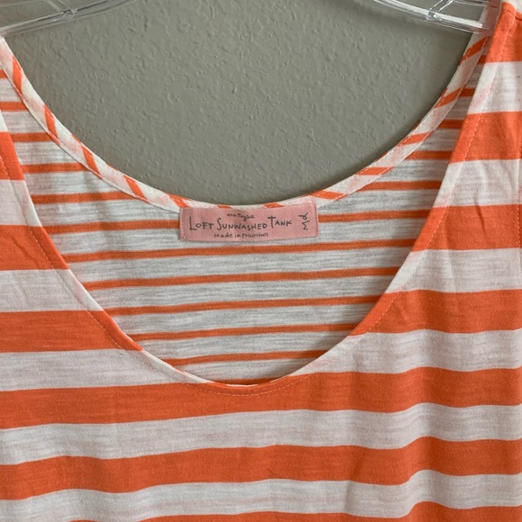 Loft Coral White Stripe Sunwashed Tank - Picture 4 of 5